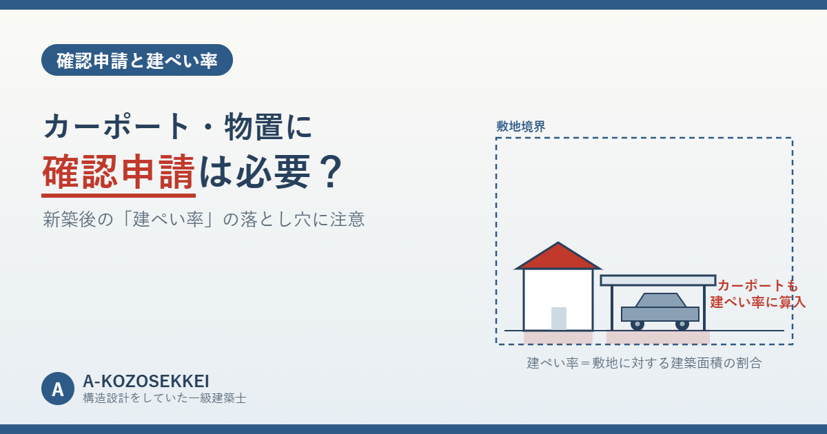 カーポートや物置に確認申請は必要？新築後の建ぺい率の注意点